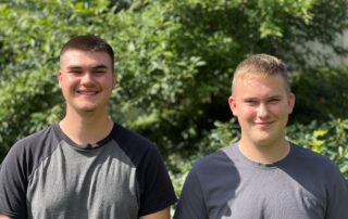 Unsere neuen Azubis: Dominic Diehl (li.) und Niklas Ruppel.