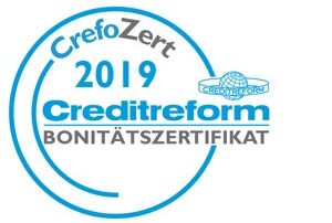 Logo des CrefoZert Bonitätszertifikats der Creditreform.